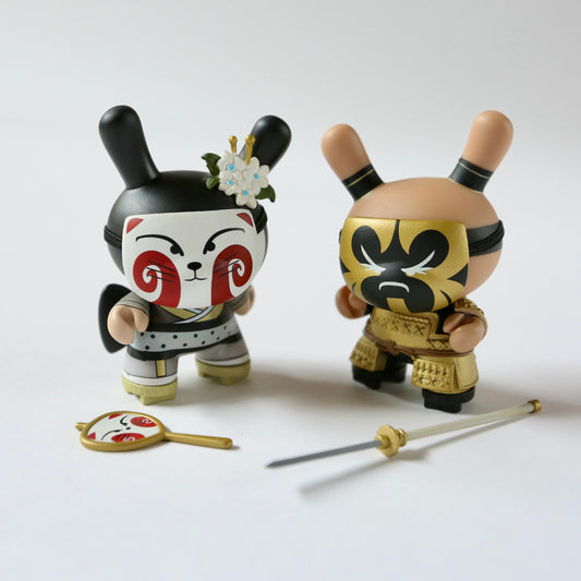"Gold Life Kabuki" 3in Dunny Set by Huck Gee x Kidrobot *SIGNED*